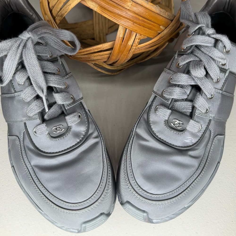 Women's Chanel CC Trainers Vinyl and Leather Sneakers (Women Size 40.5)